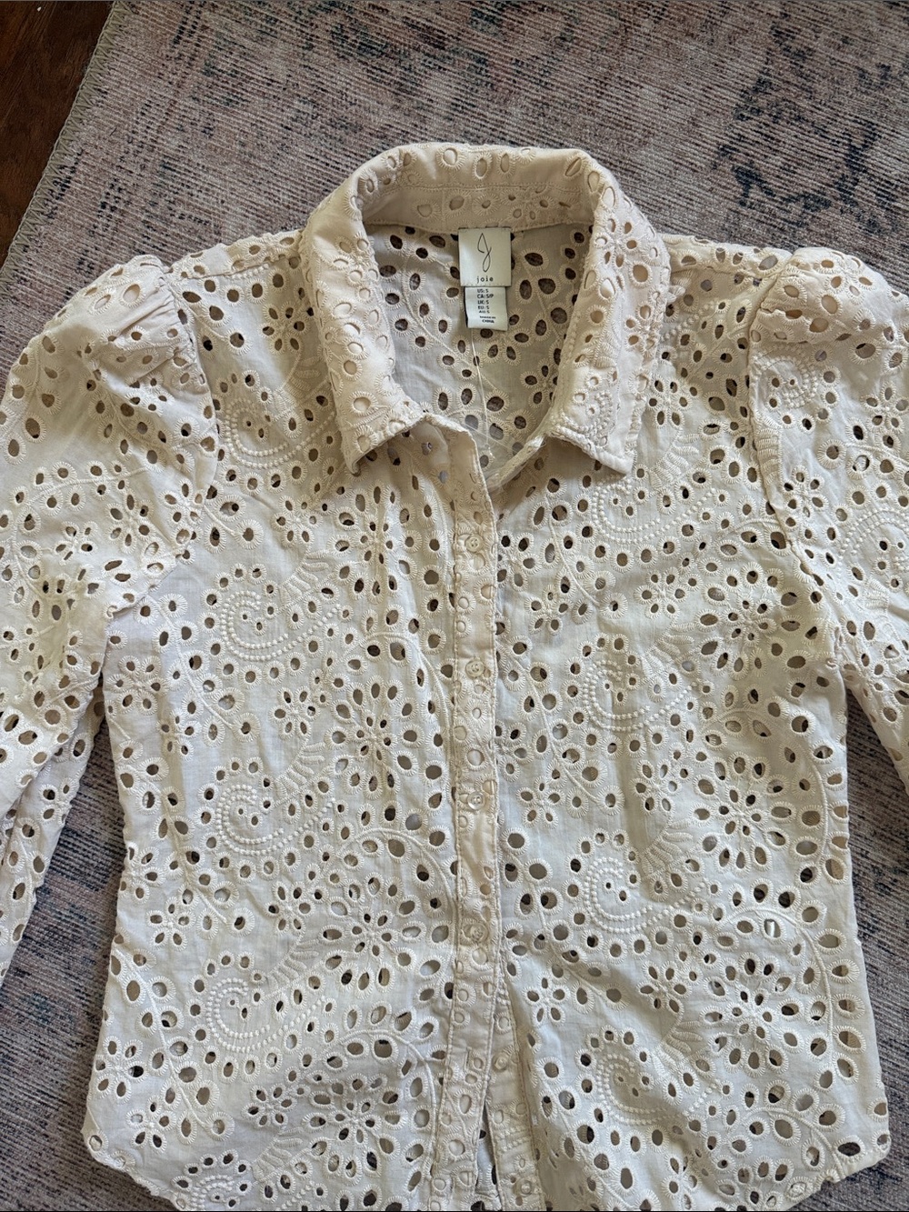Joie Eyelet Button-Front Shirt- 100-% cotton